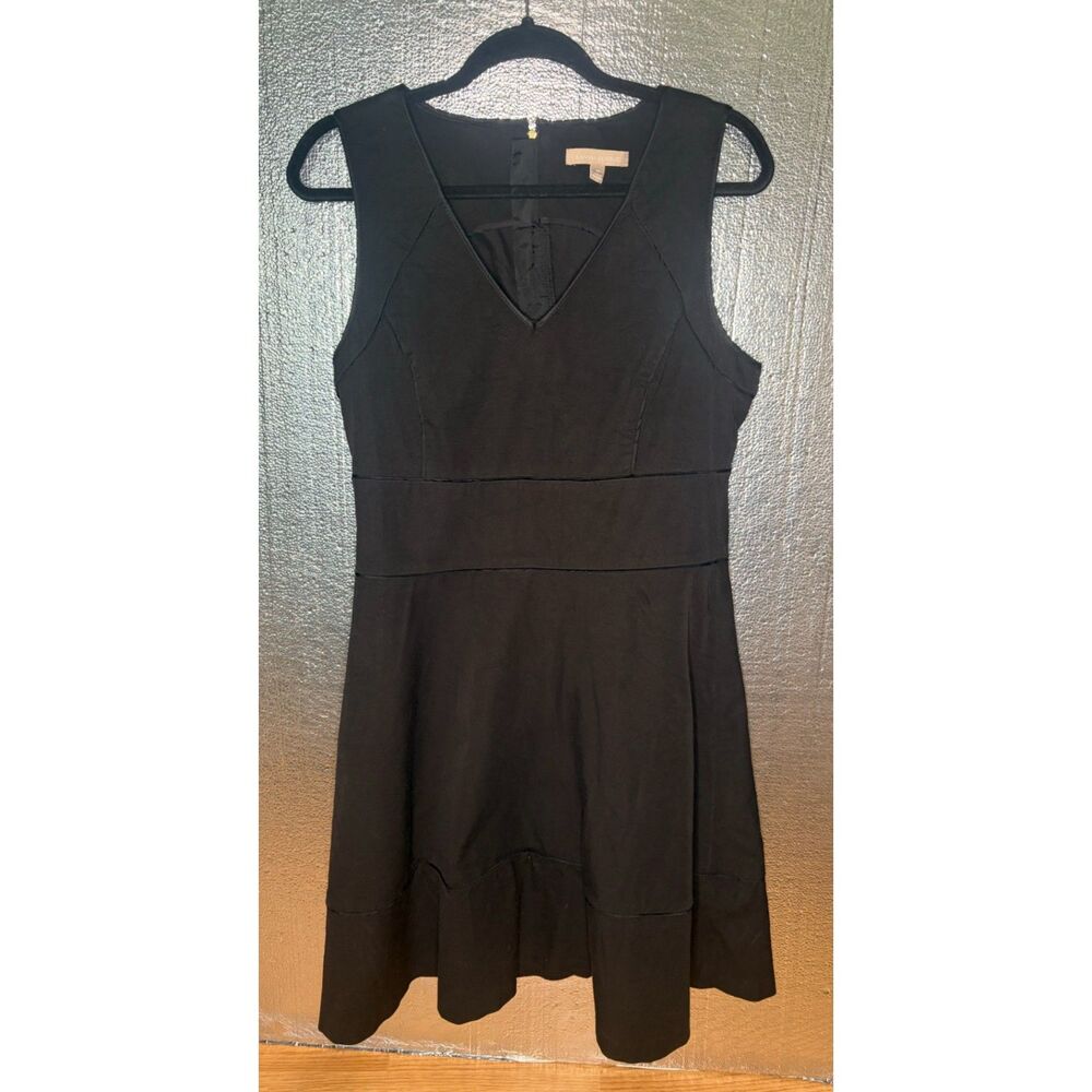 Banana Republic Black Fit Flare Dress V Neck Sleeveless Career Cocktail Size 12